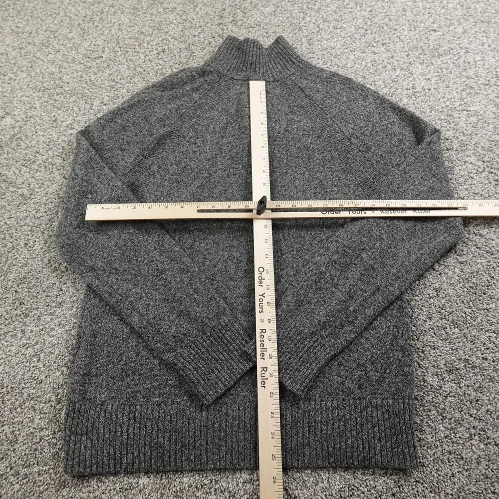 Banana Republic Sweater Mens M Gray Ragg Merino Wool Mock Neck‎ Henley Pullover